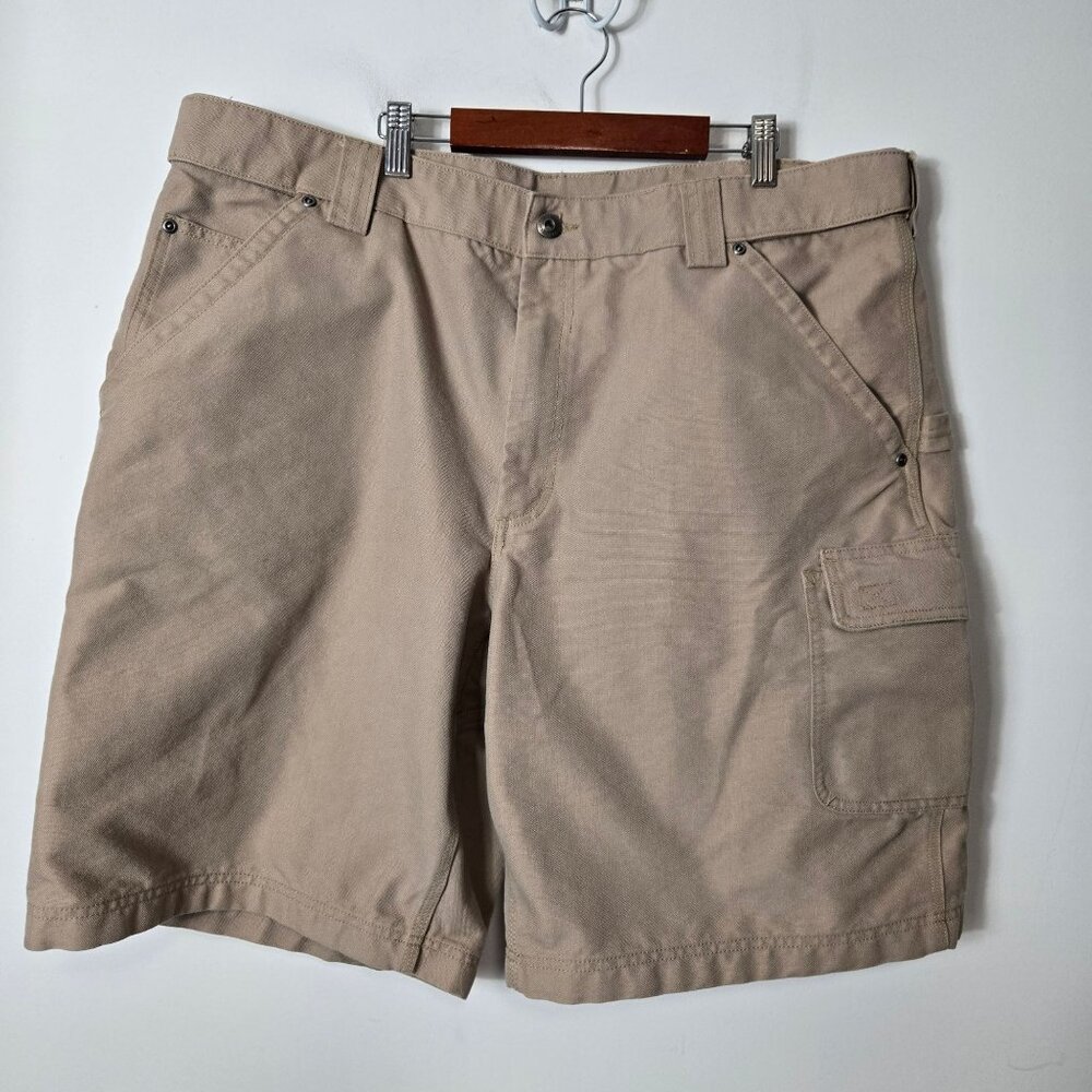 Duluth Trading Co Men's Size 42 CoolDry Fire Hose Cargo Shorts 11 In Canvas Tan